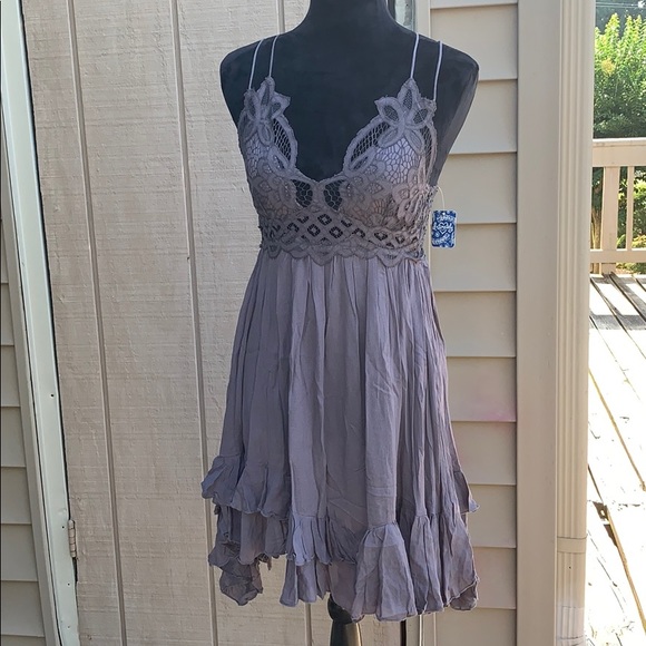 Free People Adella Slip Dress Charcoal - Picture 2 of 5